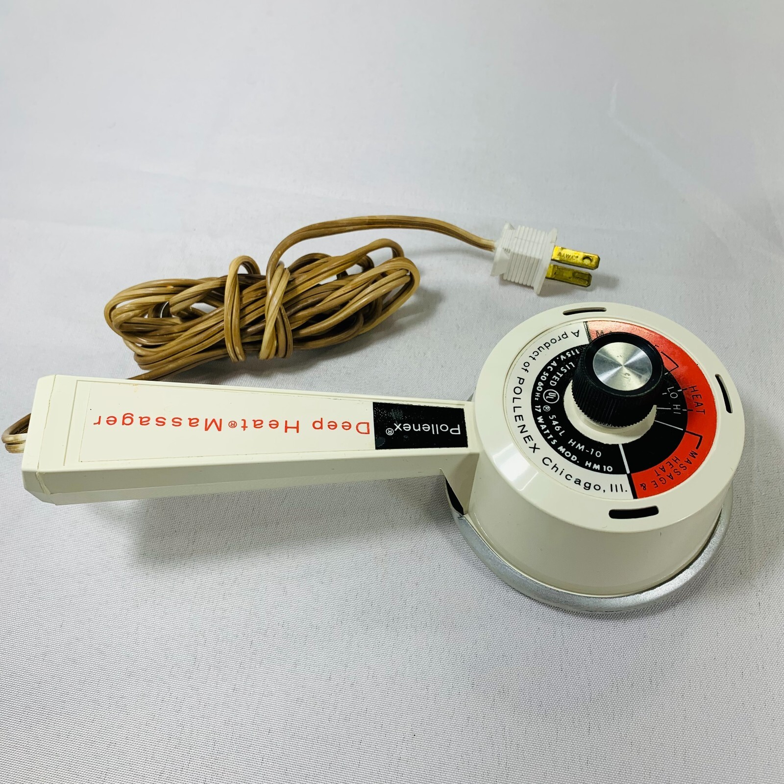 Vintage Pollenex Deep Heat Massager HM-10 Massage, Tested Works. w/ Accessories