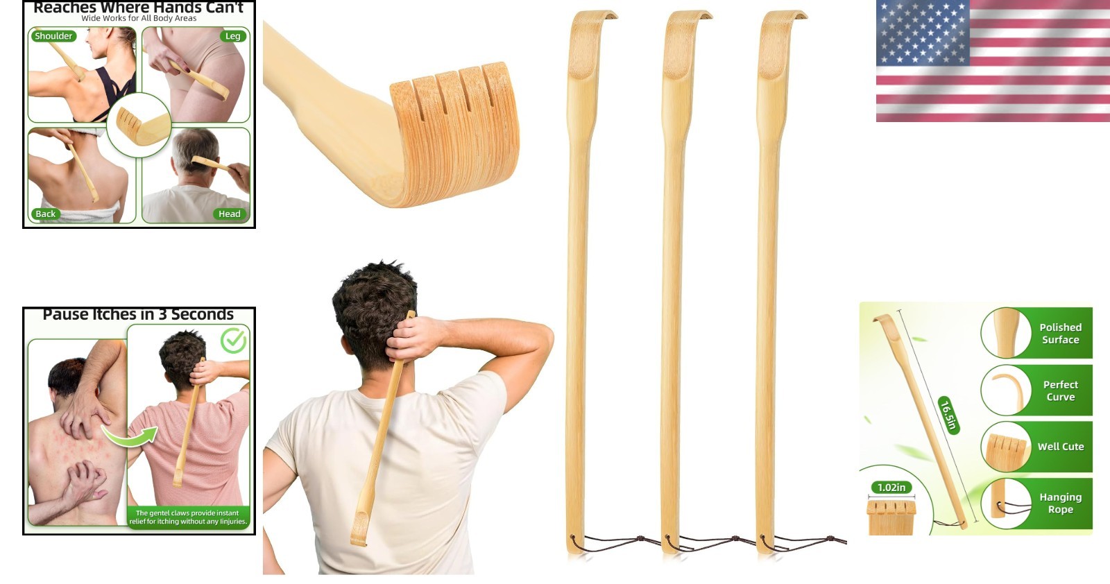 Therapeutic Bamboo Back Scratchers, 16.5″ – Perfect Gift for Pregnant Women