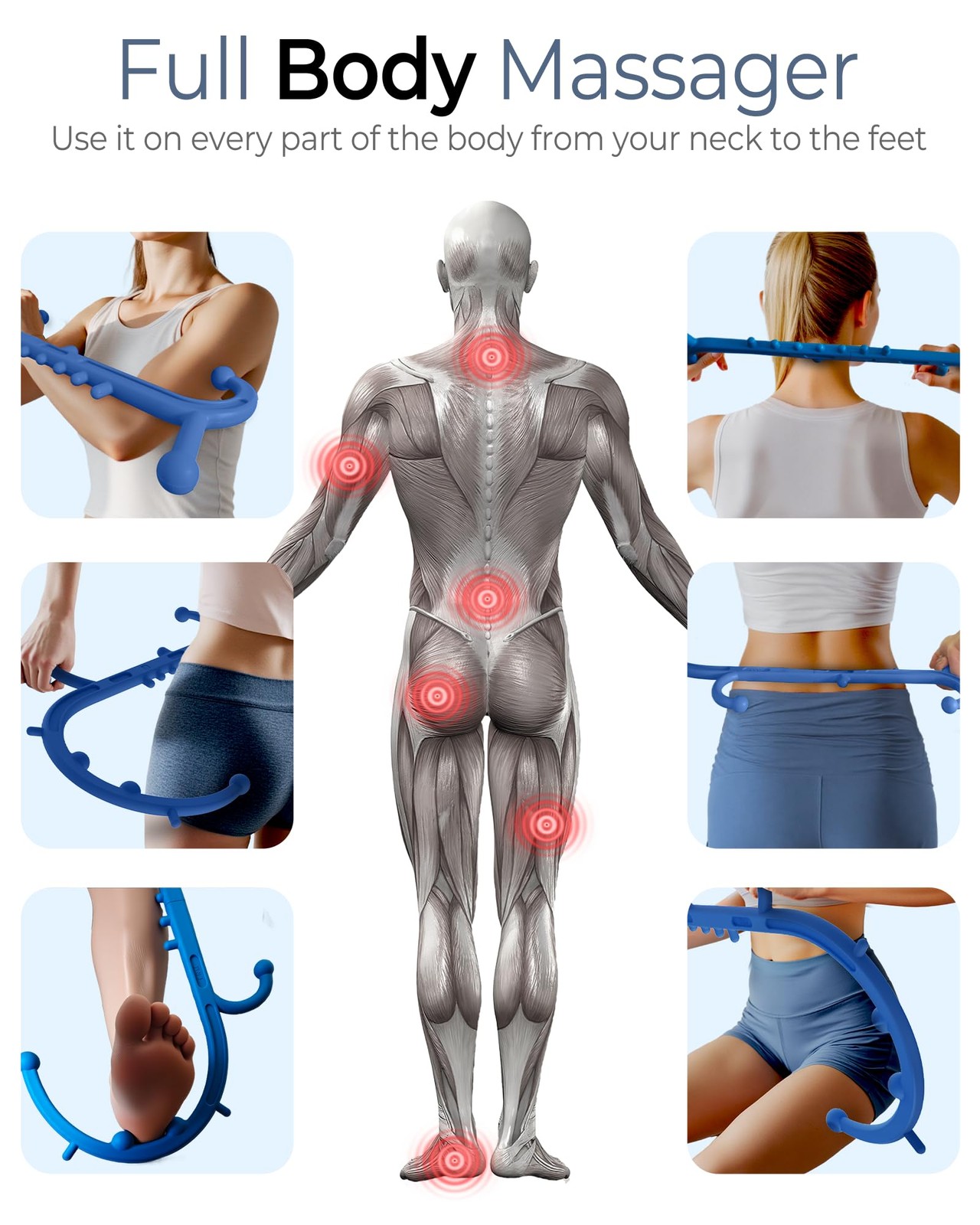 Back and Neck Massager for Pain Relief Deep Tissue, Upgraded Full Body Trigge…
