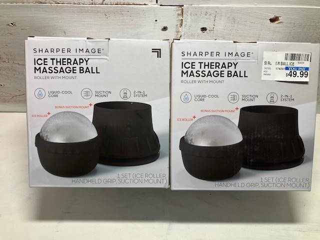 LOT (2) Sharper Image Ice Therapy Massage Ball Roller w/Suction Liquid-Cool Core