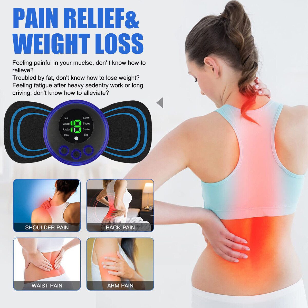 Portable Foot & Neck Massager Electric Deep Kneading Muscle Pain Relax Machine