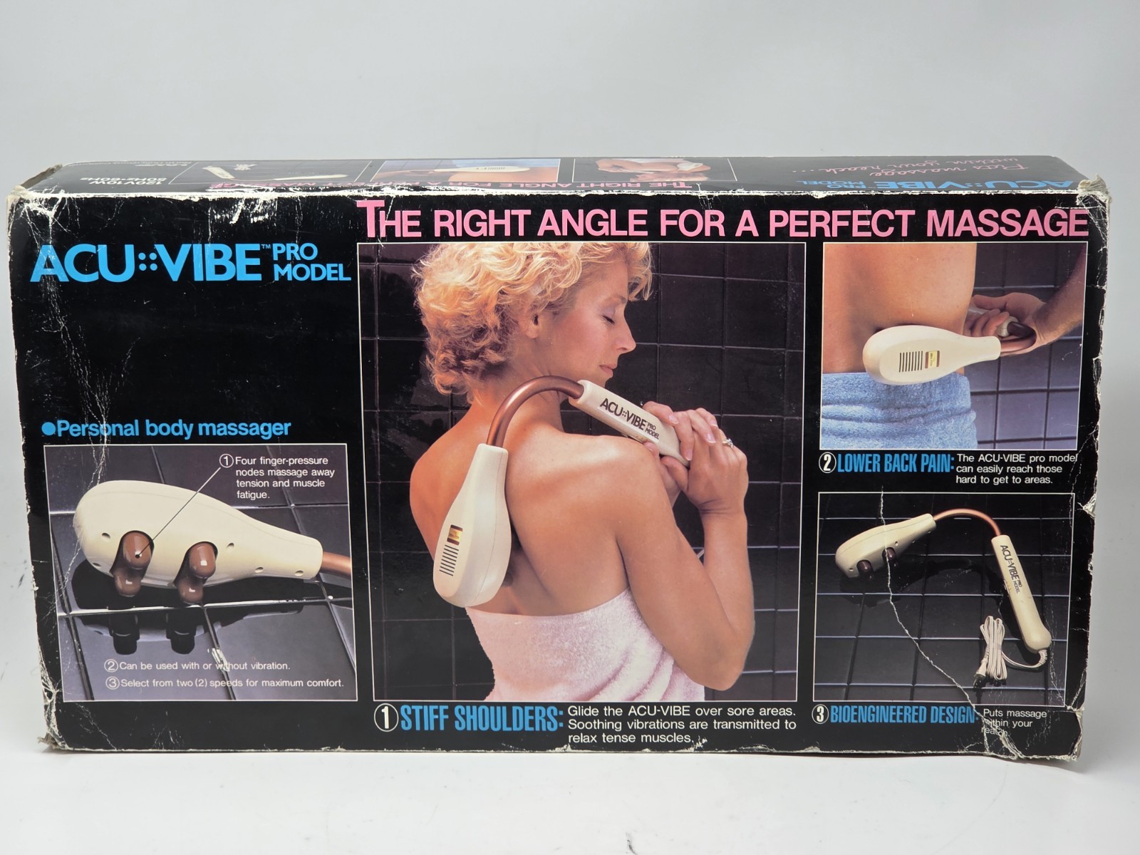 Vintage AcuVibe Pro Model Vibrating Massager Curved 2 Speed Large 23” In Box