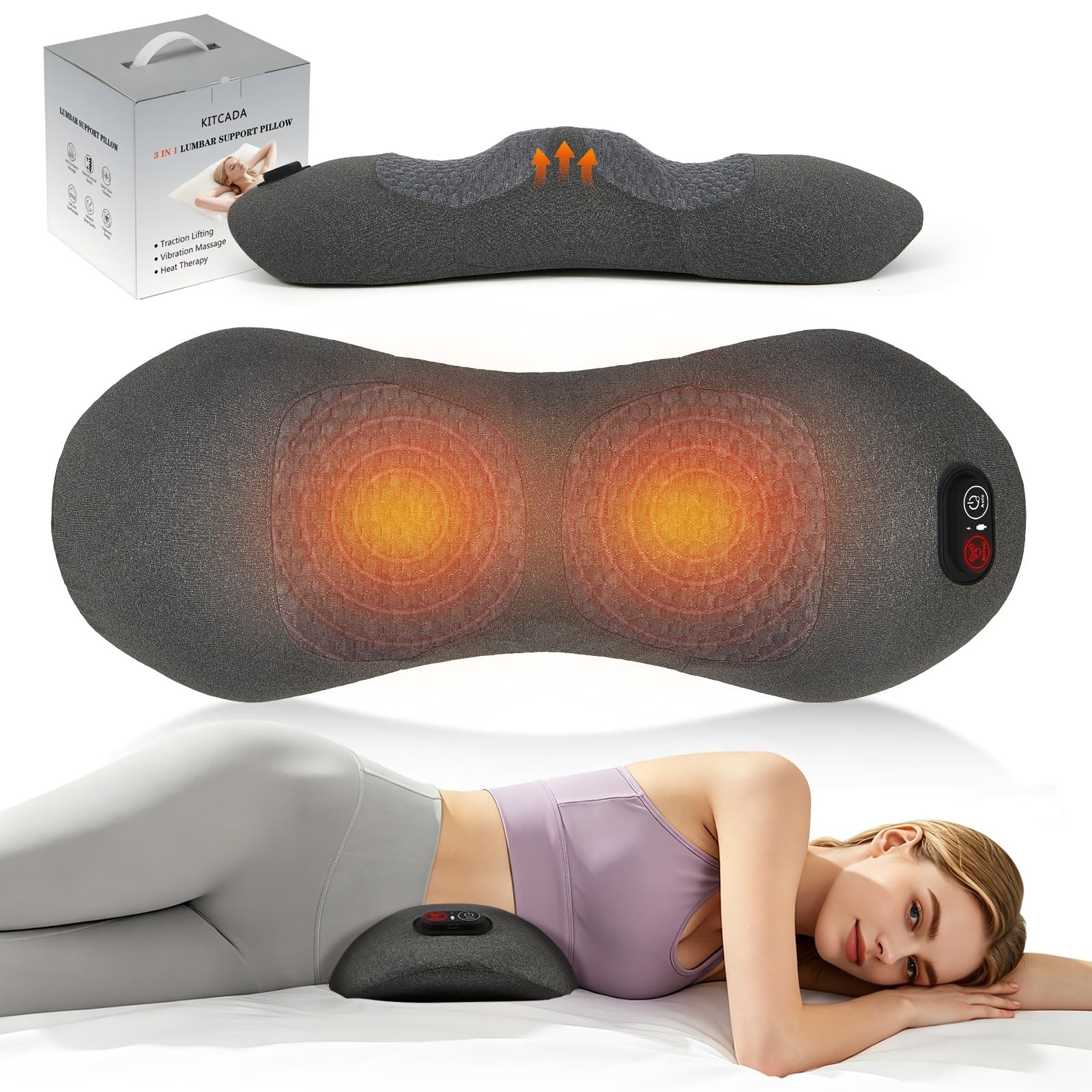Smooth Spine Triple Fusion Back Massager with Heat – Sciatica Pain Relief & S…