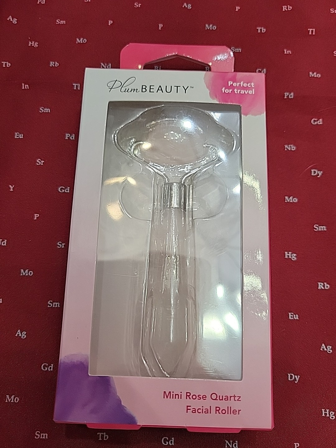 Plum Beauty Pink Rose Quartz Facial Roller Massager Travel Size Stress Wrinkles
