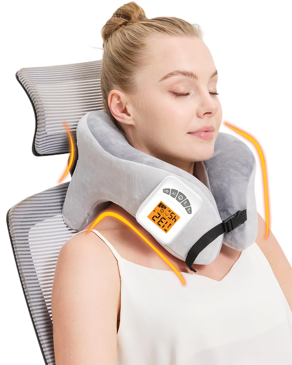 Rechargeable Heated Neck Pillow with Massage 5000mAh
