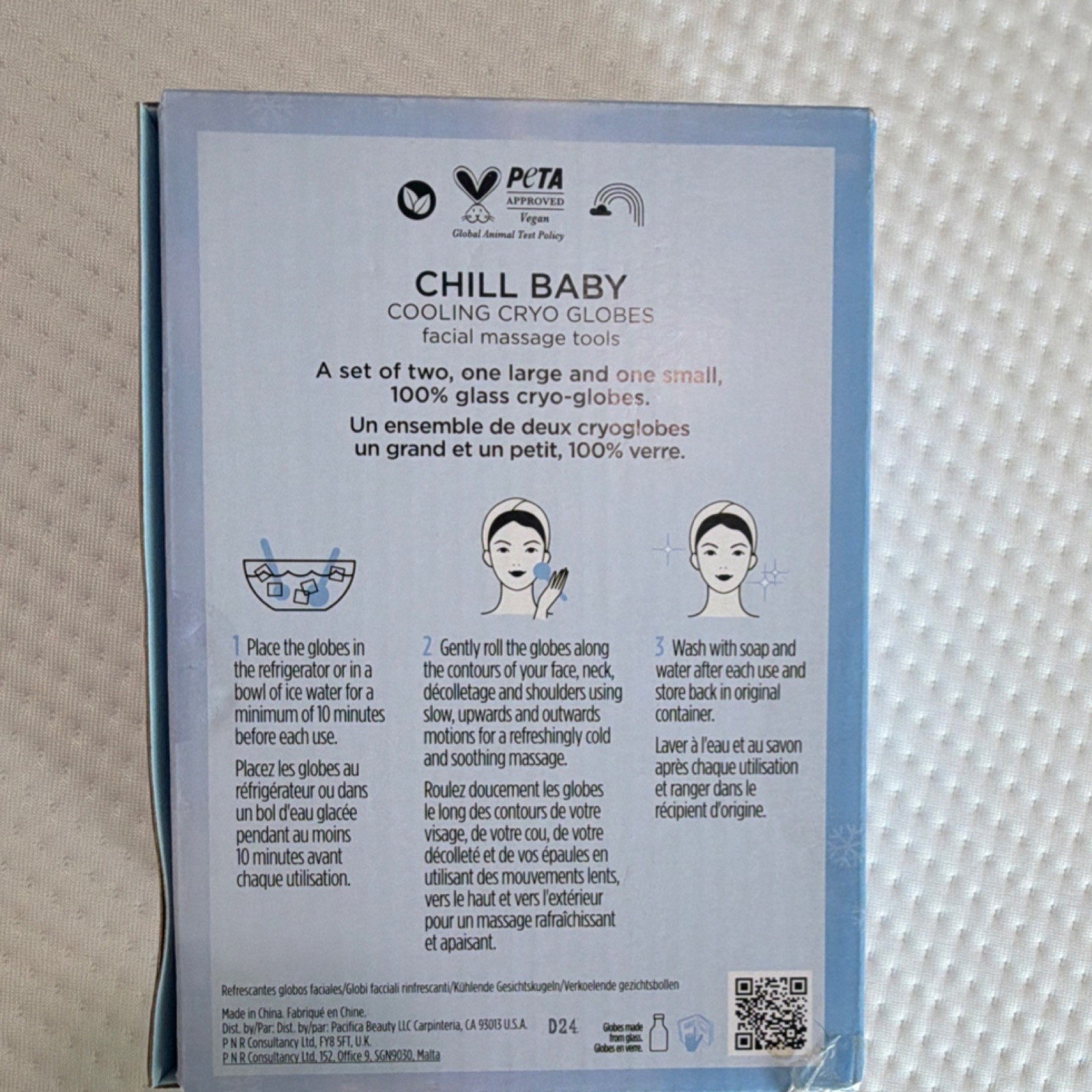 Pacifica Chill Baby Cooling Glass Face Massager Set of 2, Blue, Handheld