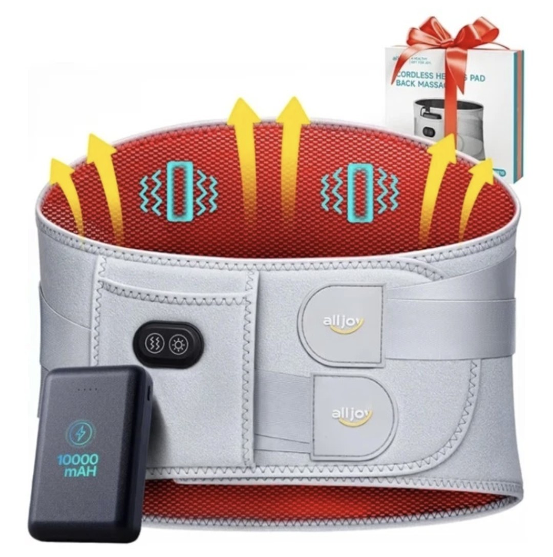 Cordless Heating Massager Belt for Back Pain Relief with Power Bank