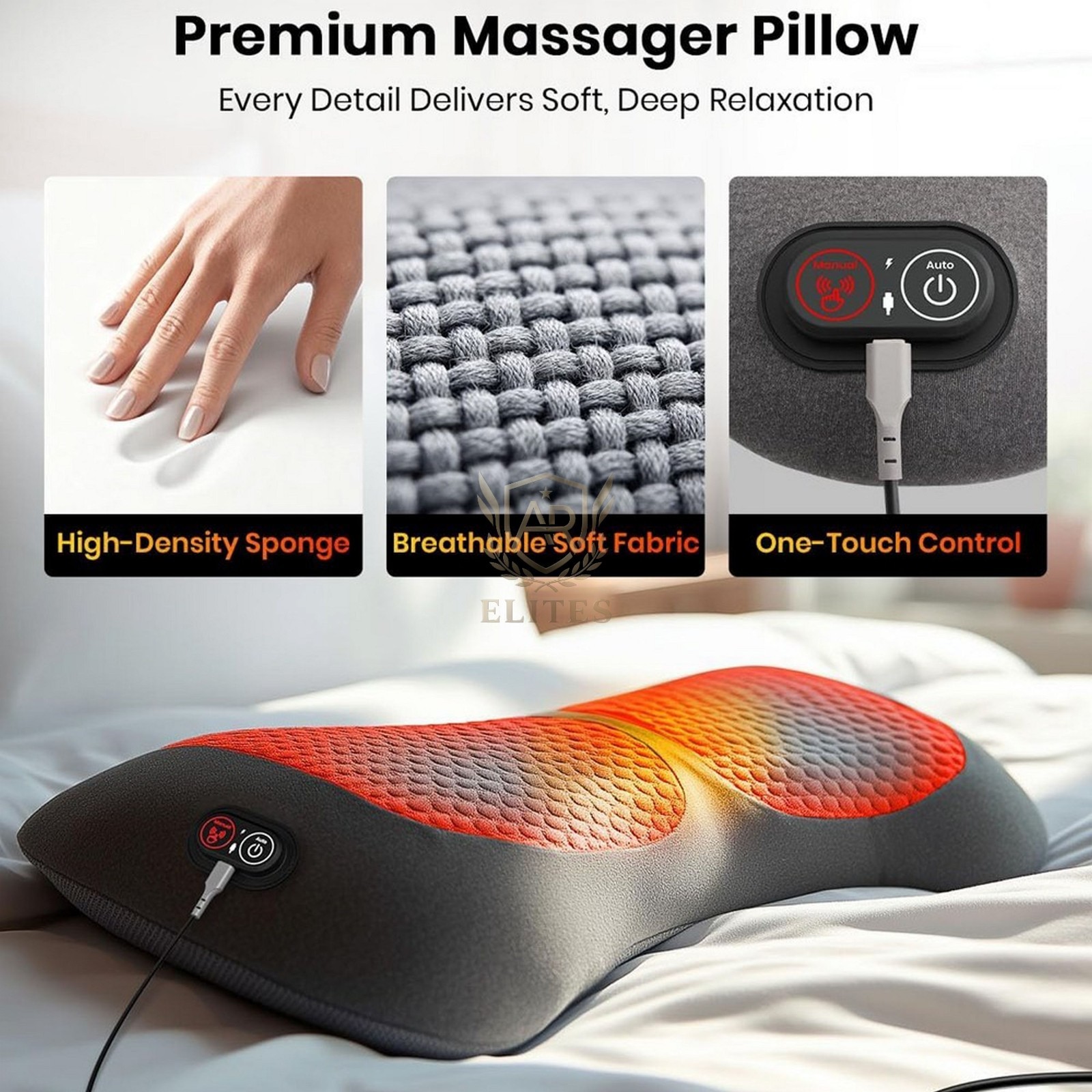 3 in 1 Lumbar Support Pillow Electric Back Massager Spine Waist Cushion