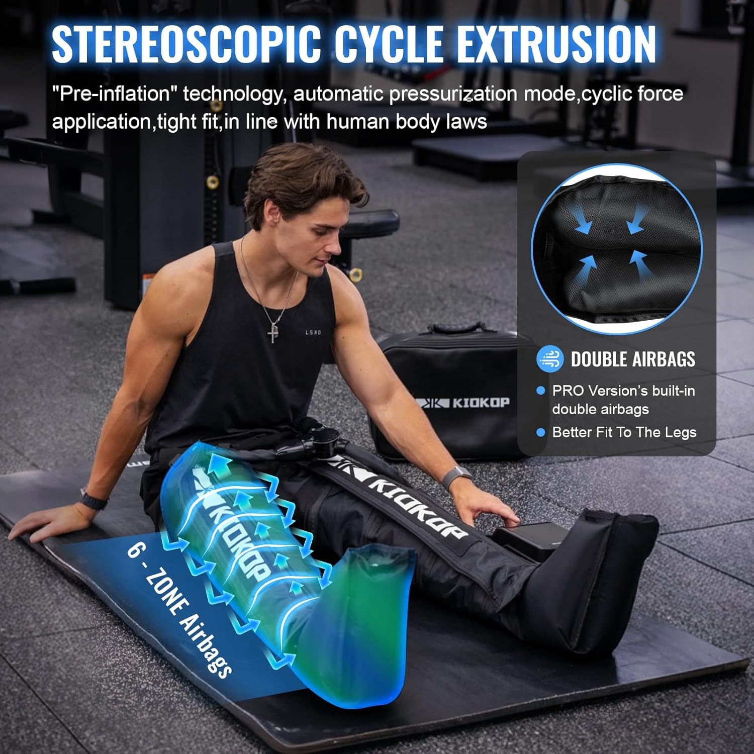 Air Compression Full Leg Massager Boots Size L 6 Airbag Zones 8 Levels 4 Modes