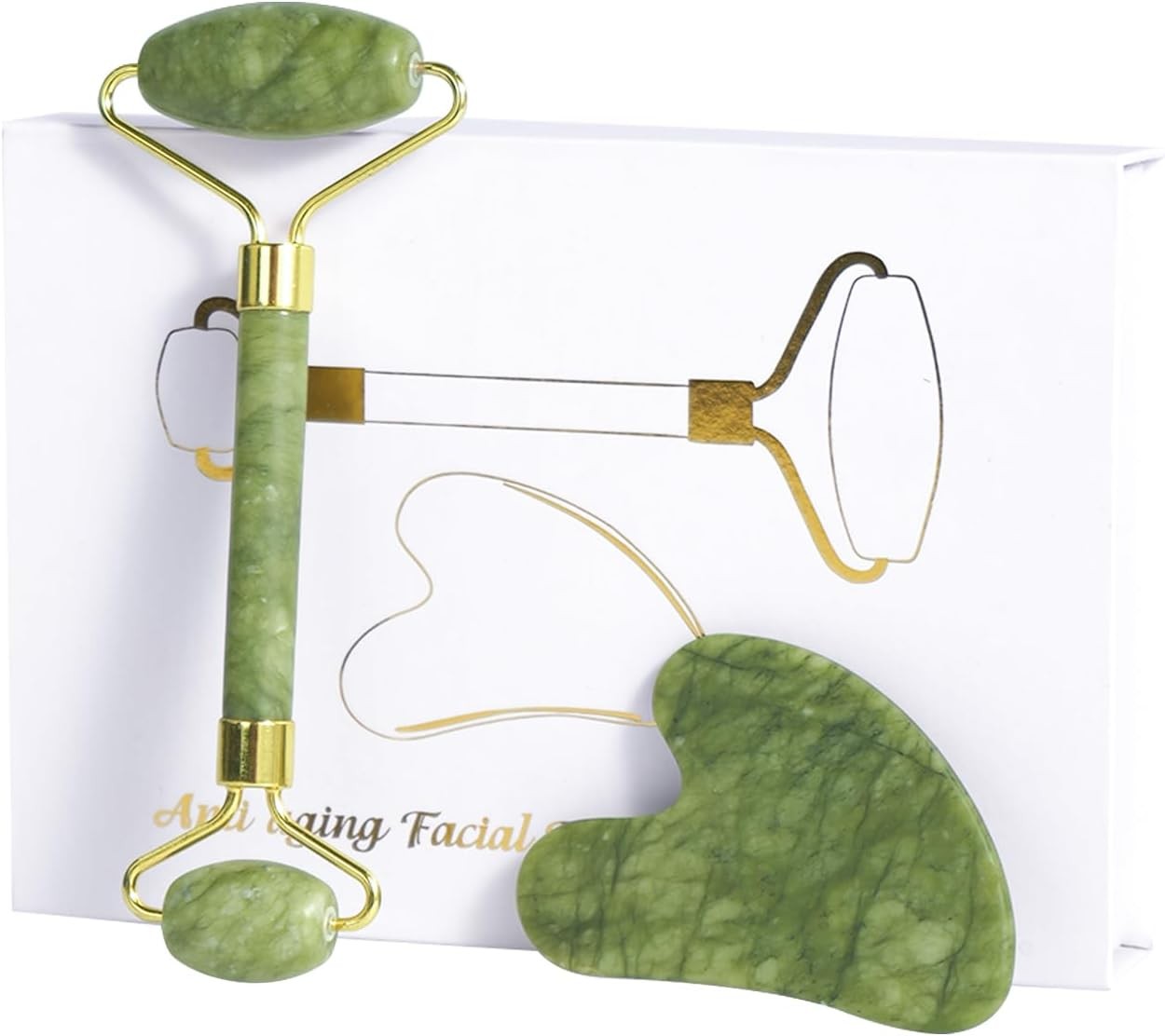 Jade Roller Gua Sha Tools – Nature Gua Sha Facial Tool Skin Tightening Face