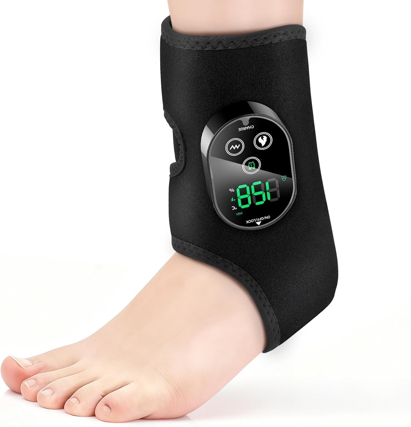 Electric Foot Ankle Massager Pain Relief with 6 Heat Levels, 3 Vibration Modes