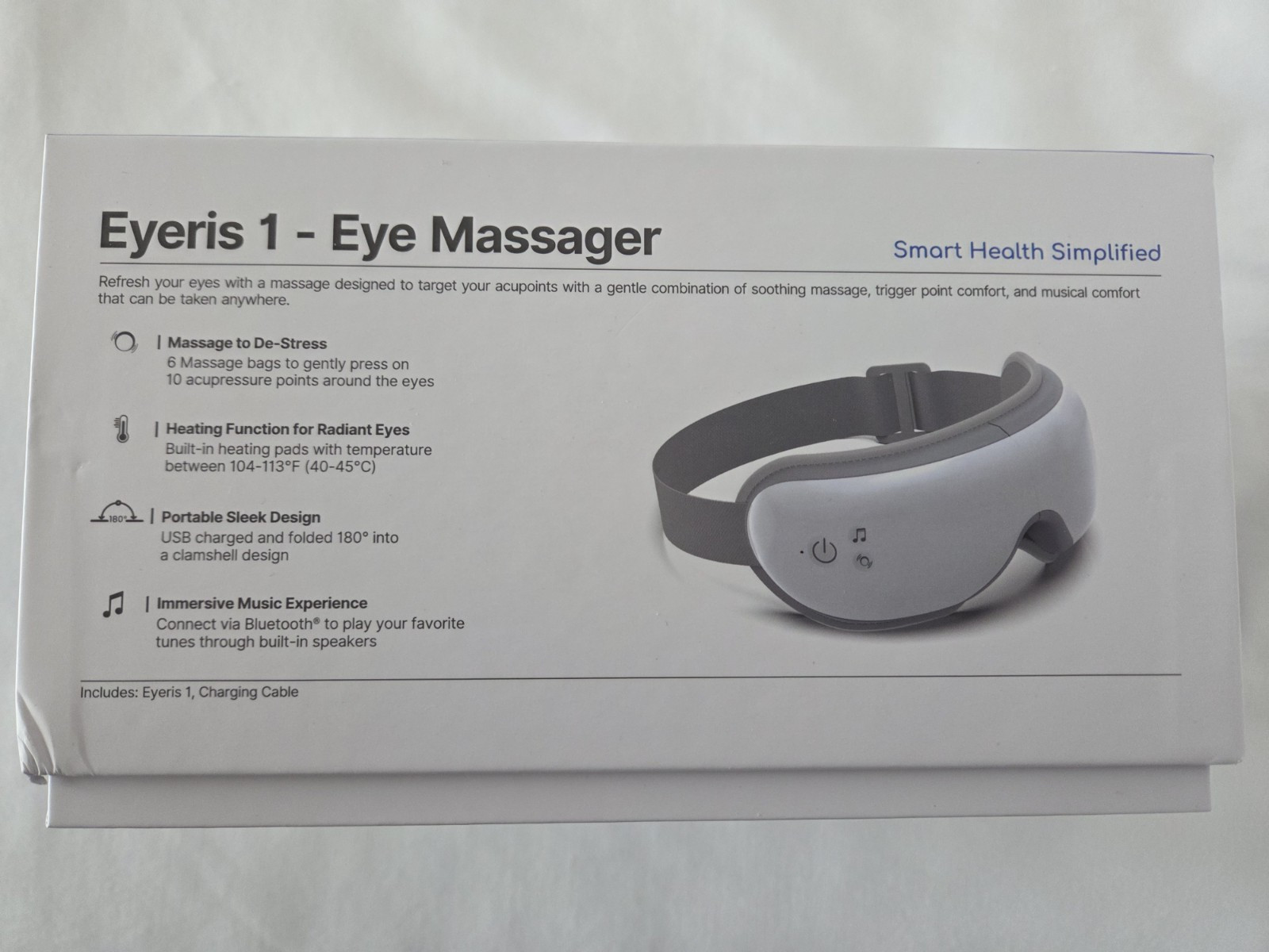RENPHO Eyeris 1 Eye Massager Black Heated Compression Tested Working in Box