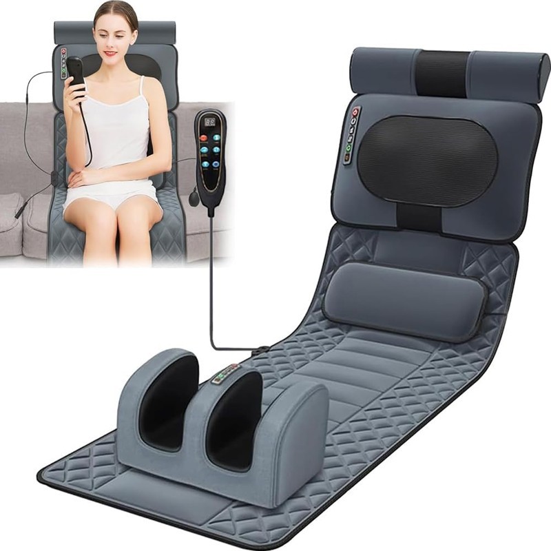 Electric Body Massage Mat Vibrating Massage Heating Mattress w/ 56 Massage Heads