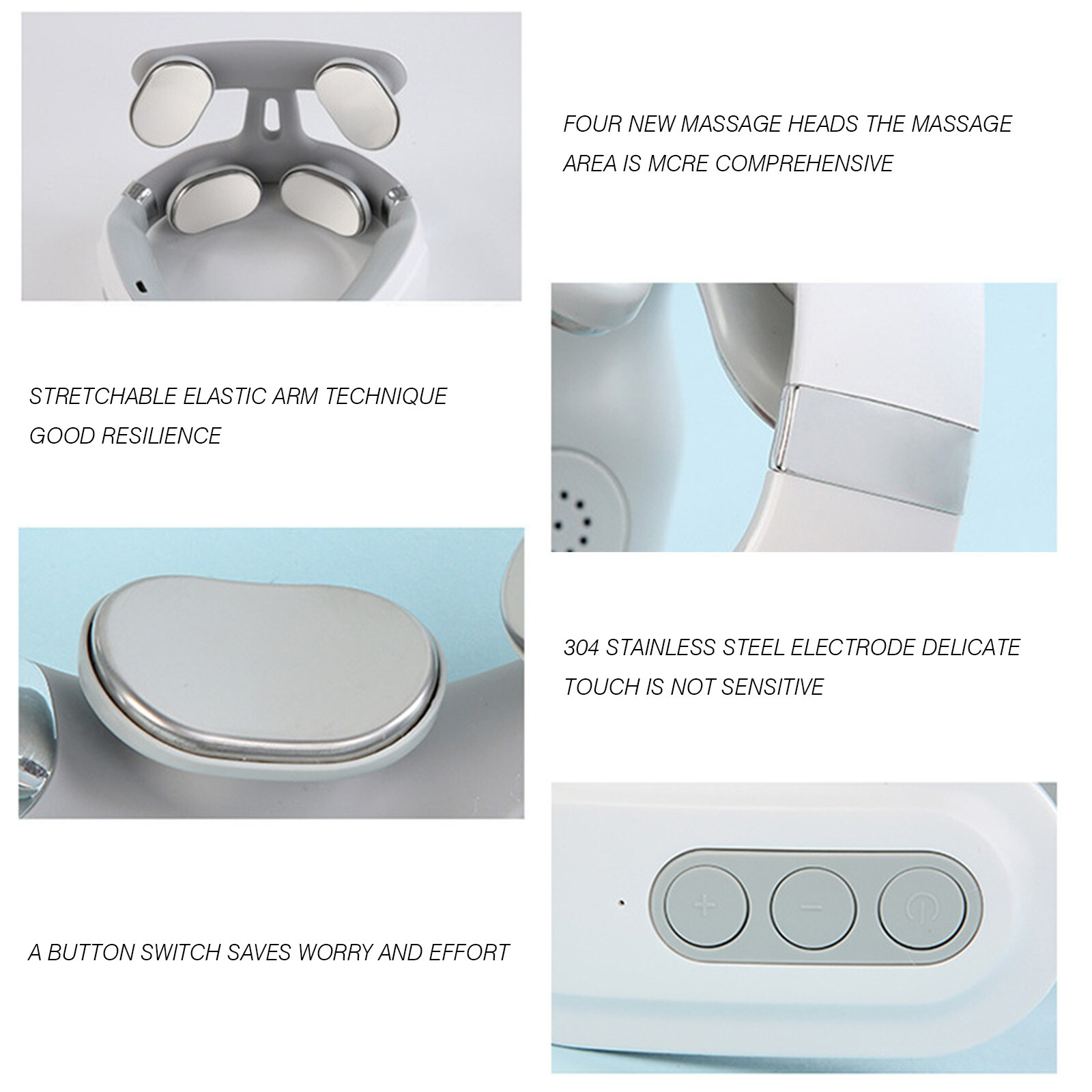 Micro Electric Neck Massager with Heat 4D Floating Massage Heads Kneading N8A2