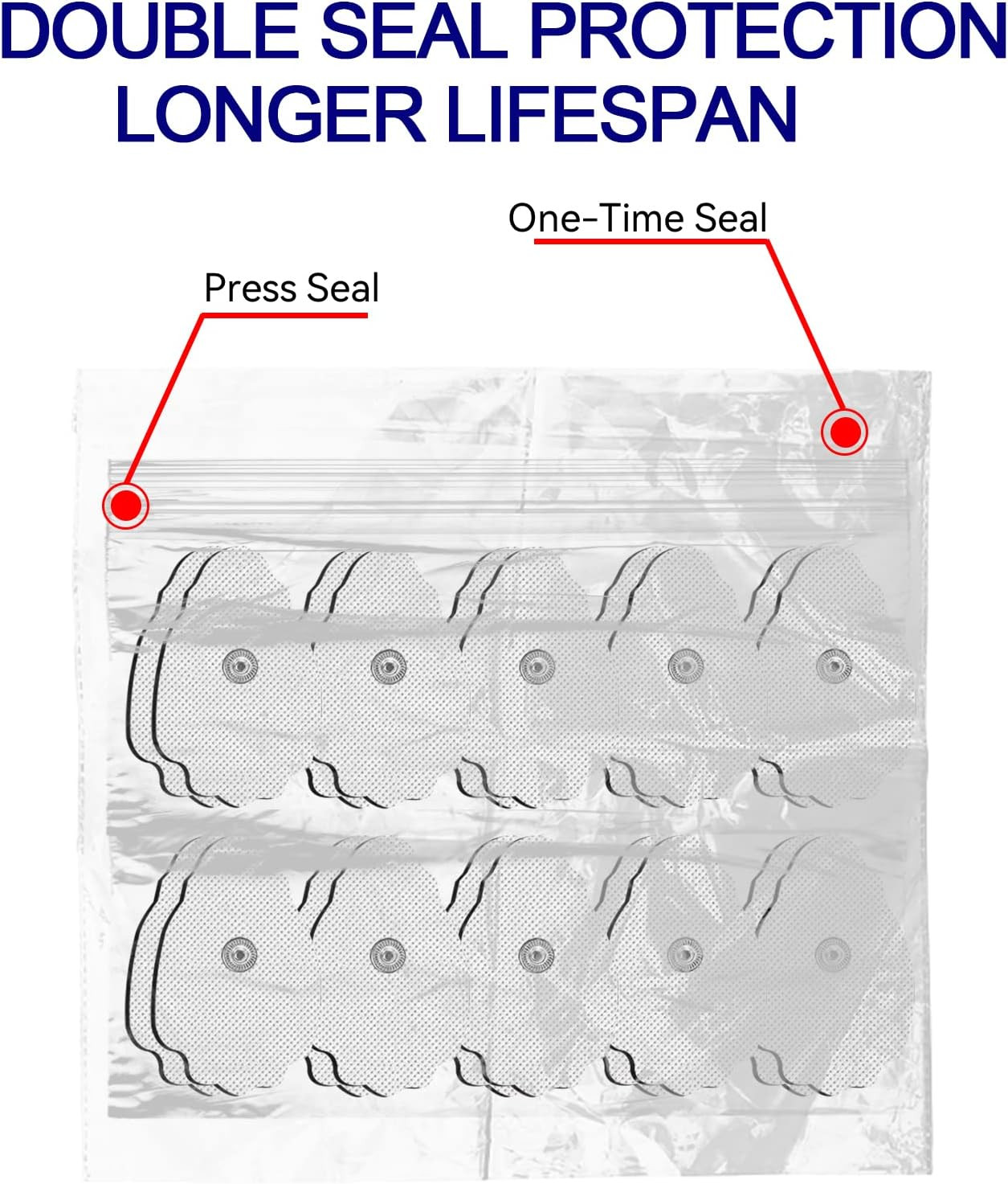 TENS Unit Replacement Pads 20 Pcs Upgraded Stronger Self-Adhesive Snap Electrod