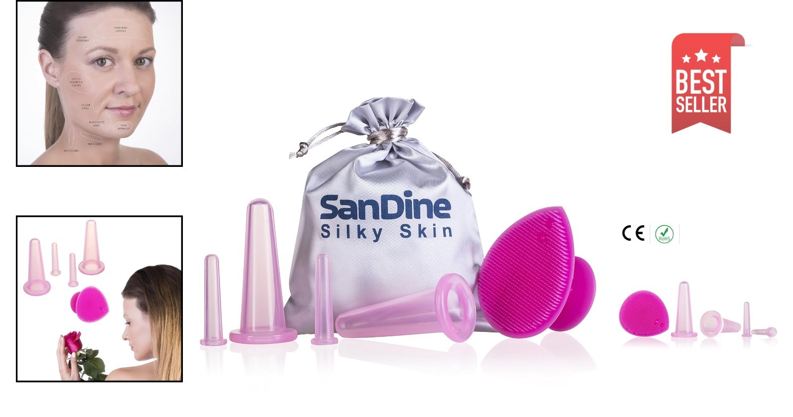 Essential Cupping Therapy Set – Pink Silicone Facial Massager for Cellulite