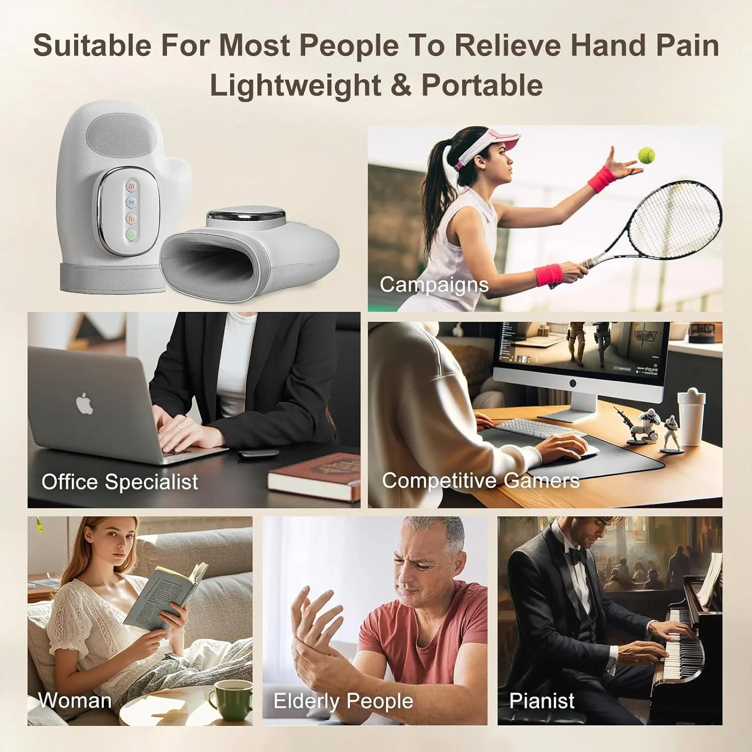 Hand M Cordless Smart Hand Massager 3 MODES (New Open Box) FAST FREE SHIPPING.