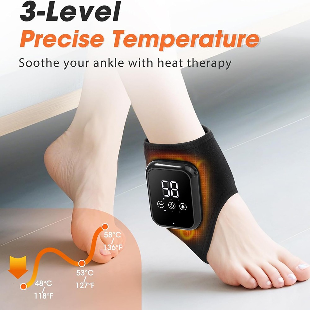 Pair Cordless Foot Ankle Massager Pain Relief with 3 Heat & 3 Vibration Modes