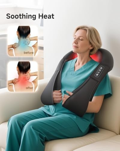 Shiatsu Back Neck Massager with Heat – Deep Kneading Relief for Shoulders, Gifts