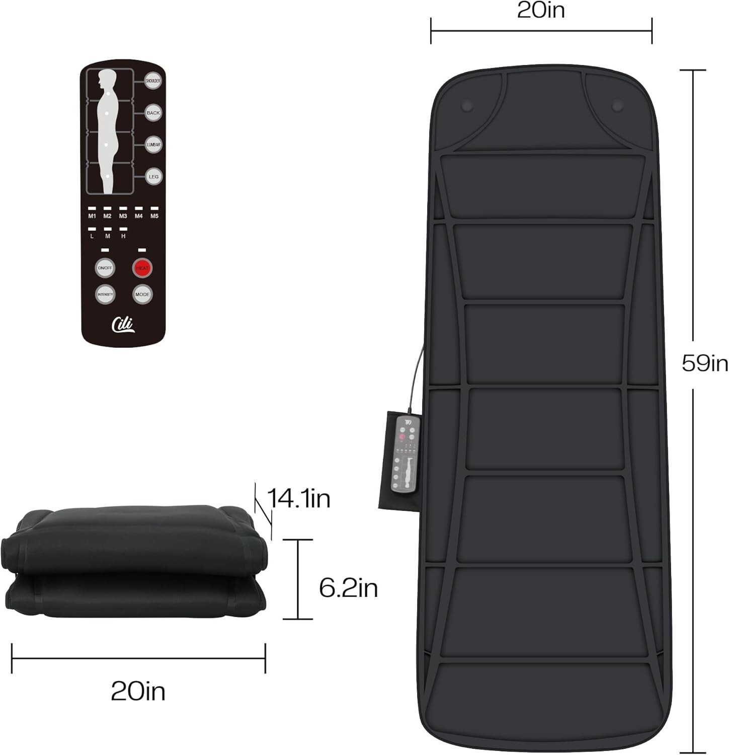 Black Massage Mattress Pad – Full Body Vibration & Heating for Total Relaxation
