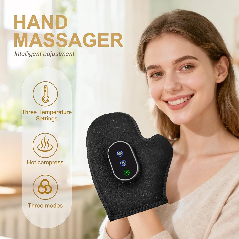 Cordless Heated Red Light Hand Massager w/3 Heat & Vibration Therapy Pain Relief