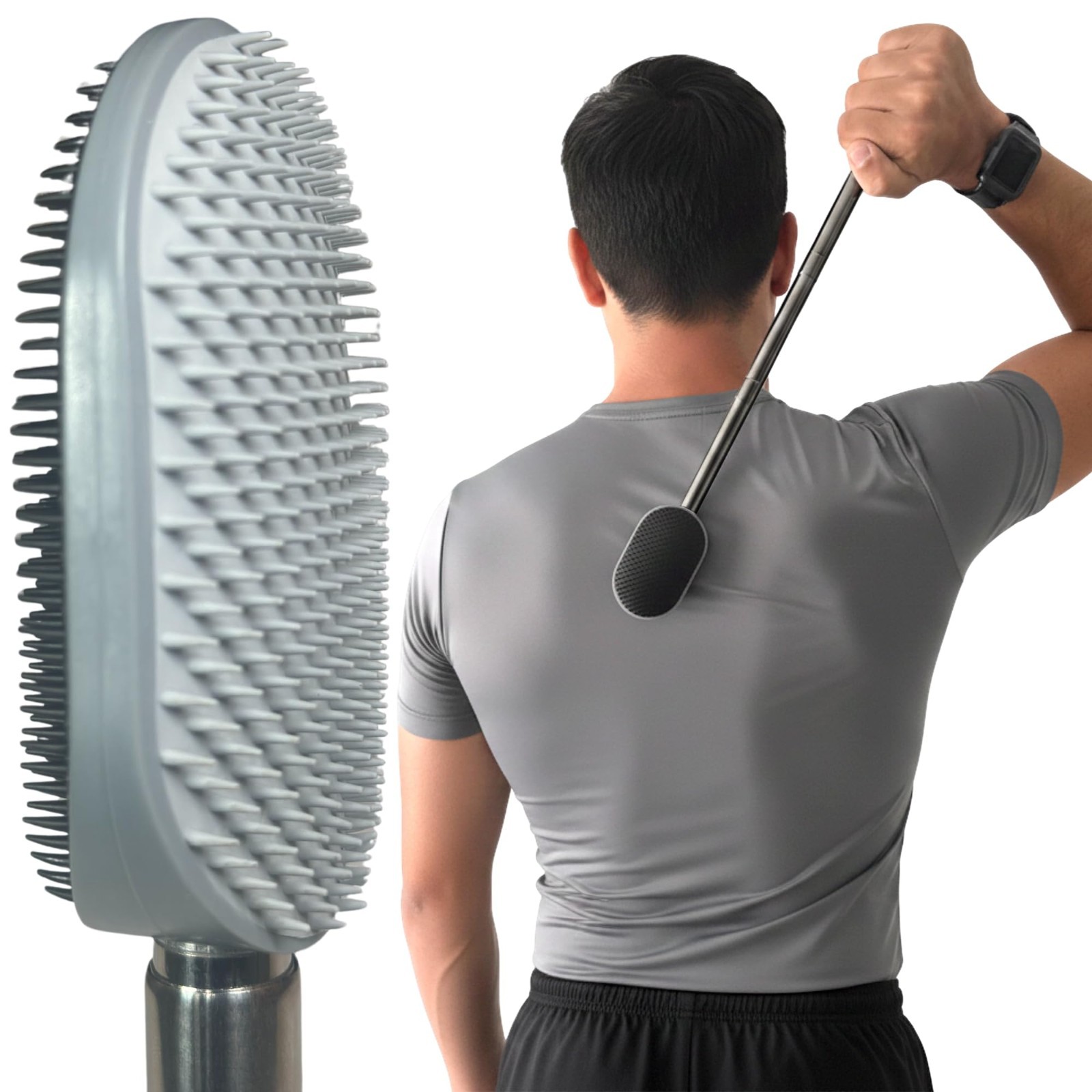 Extendable Back Scratcher & Scalp Massager – Double-Sided Itch Reliever, Exfolia