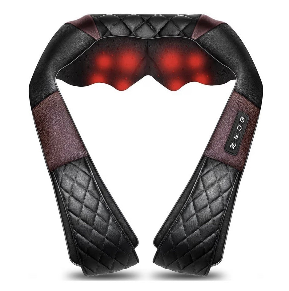 Neck & Shoulder Shiatsu Kneading Massager w/ Heat, Corded, PU Leather, Black