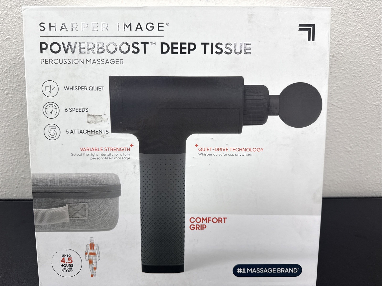 Powerboost Massager Version 3.0, Massage Gun w/ 5 Attachments, 6 Speed Settings