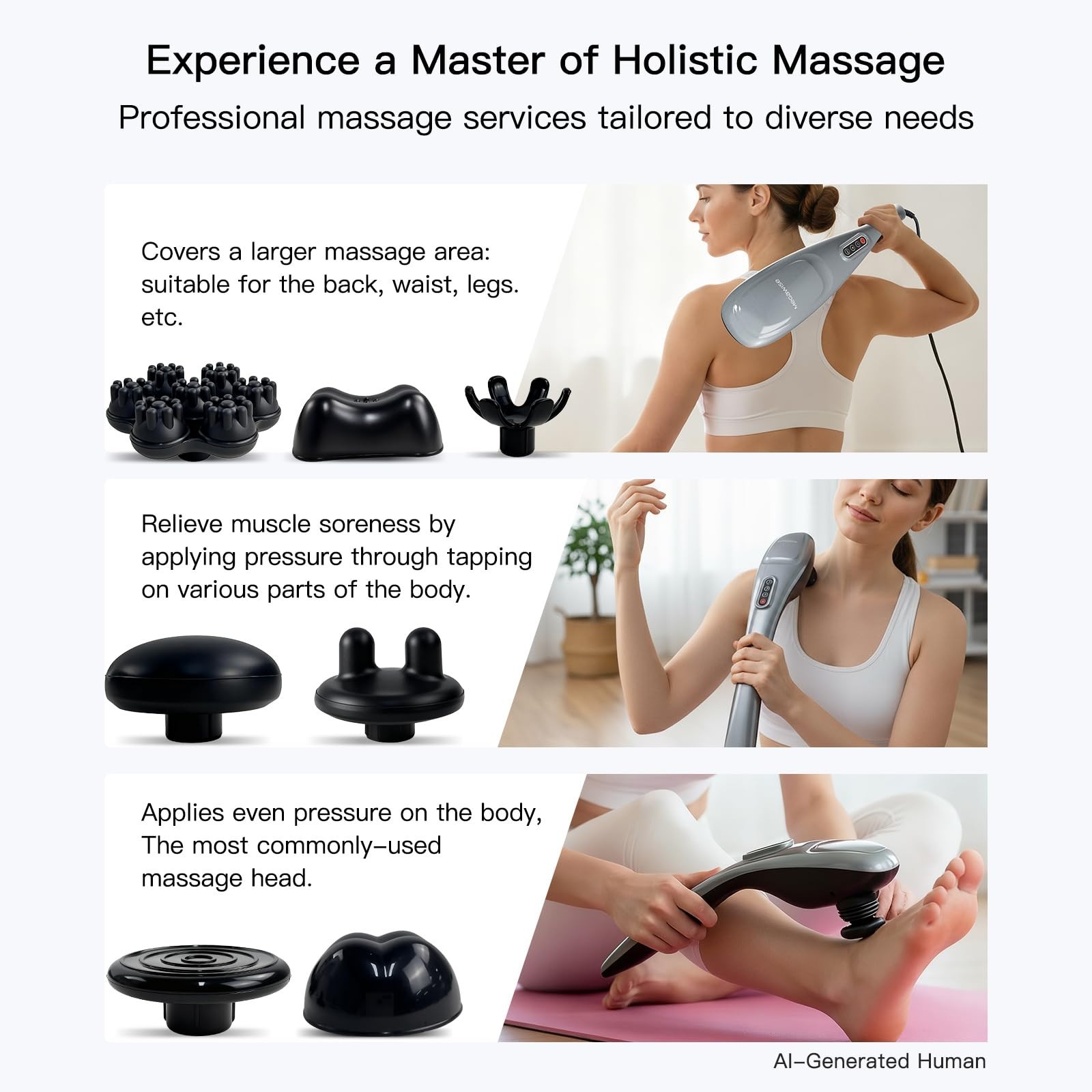 Deep Tissue Handheld Back Massager | Percussion Therapy for Neck, Shoulders, Leg
