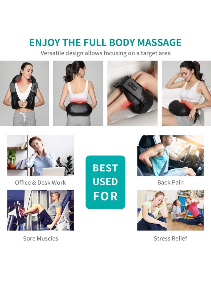 (NEW) – Nekteck Electric Deep Tissue Heat Kneading Massage Pillow