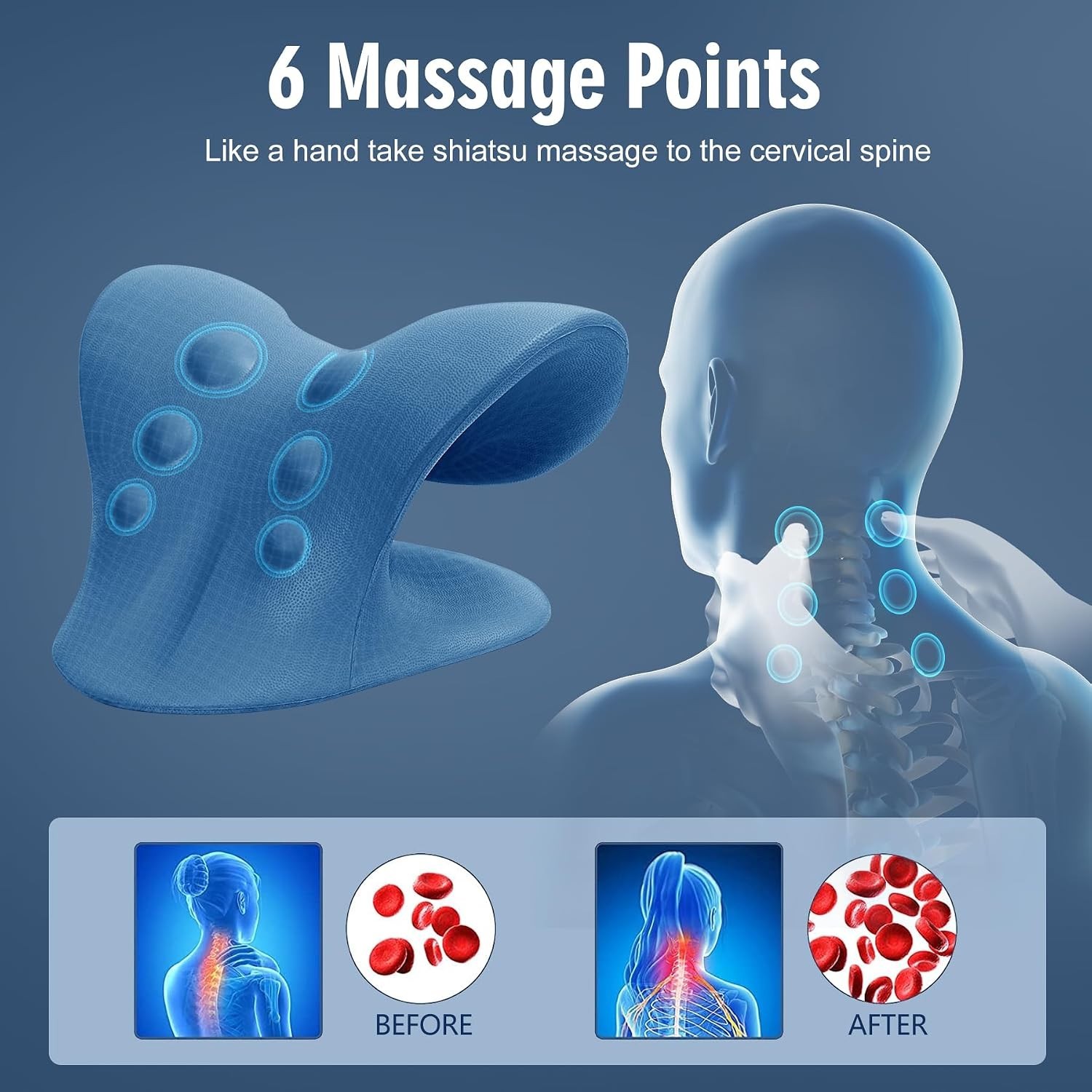 Lightweight Neck Stretcher for Pain Relief – Dark Blue Cervical Traction Pillow