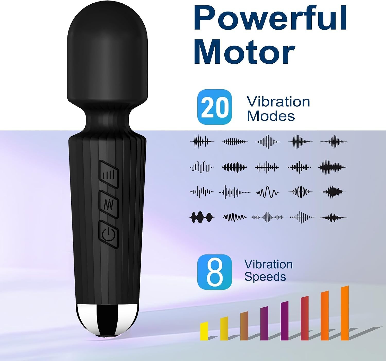 Mini Cordless Handheld Personal Massager USB Rechargeable Waterproof Black