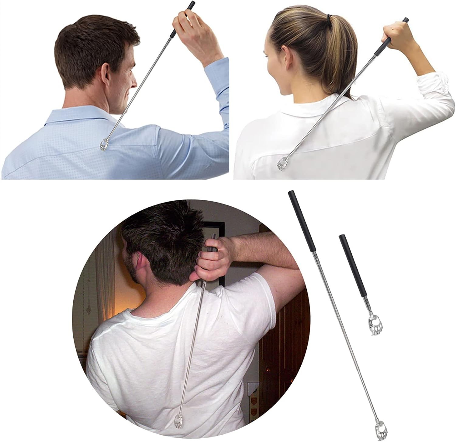 Back Scratcher 23in Extendable Stainless Steel Telescoping 3Pcs