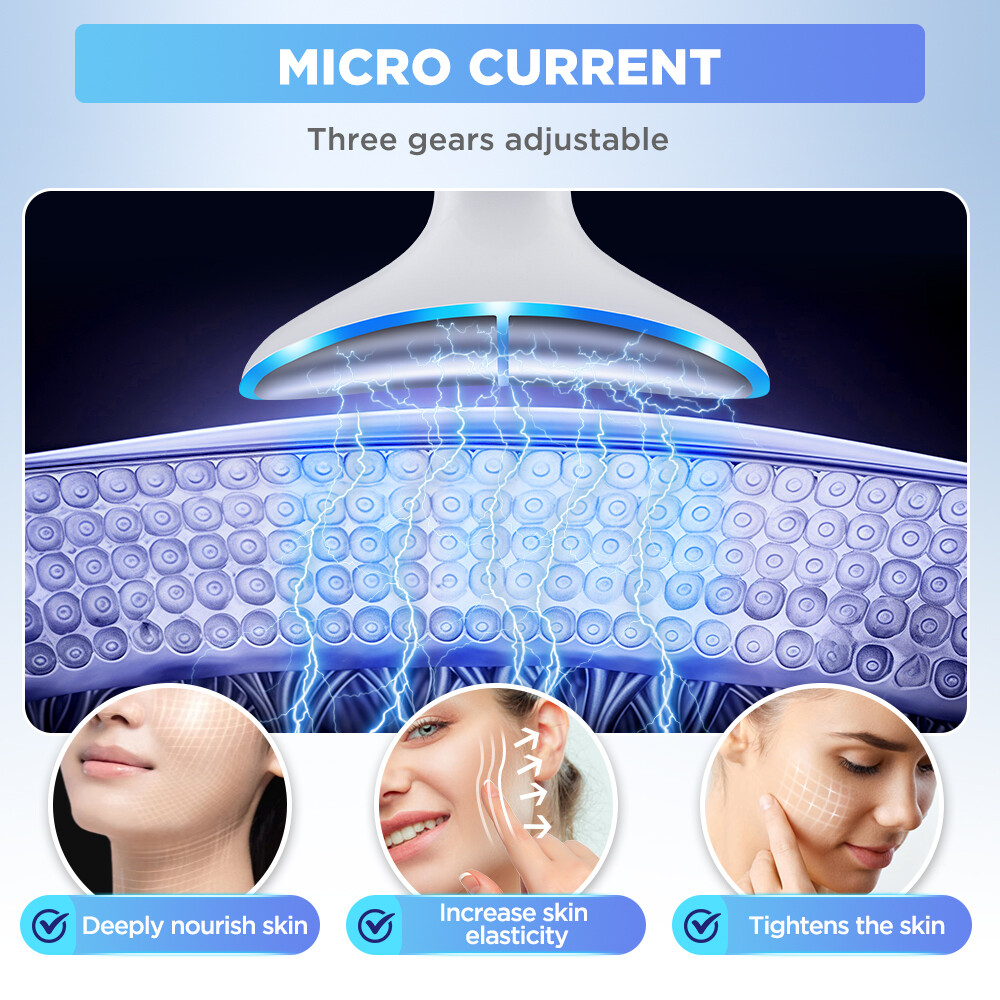 Microcurrent Facial & Neck Massager 3 Modes,Light Therapy, 45°C Constant Heat