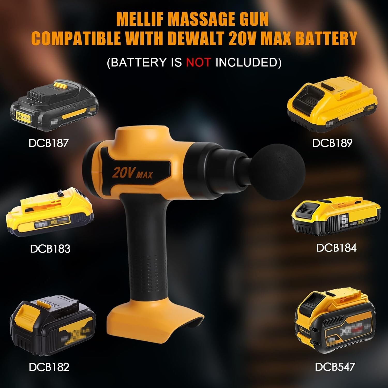 Mellif Massage Gun Deep Tissue Massager For Dewalt 20V Max NO Battery 10 Speed