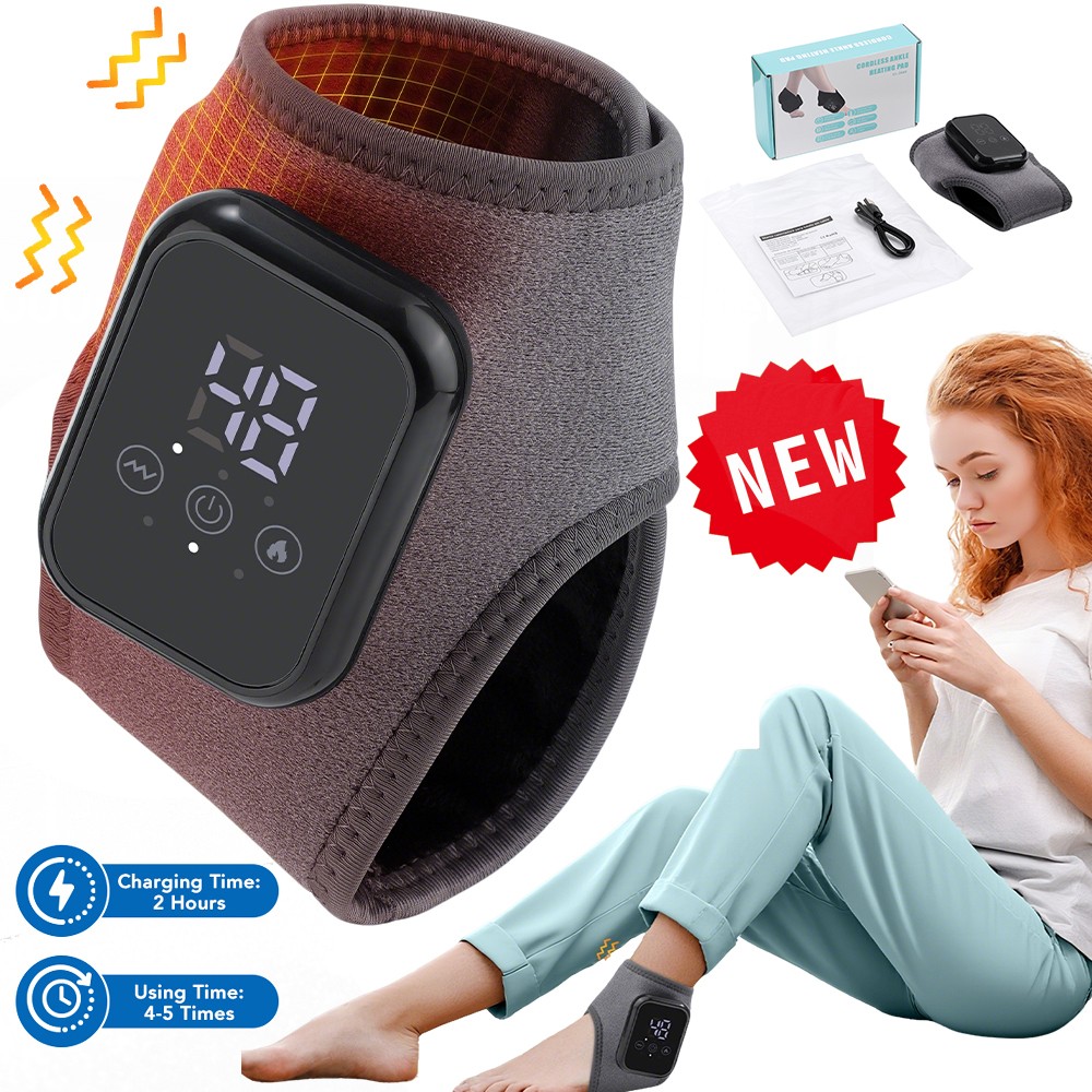 Electric Foot Ankle Massager Relieve Ankle Pain 3 Heat Levels, 3 Vibration Modes