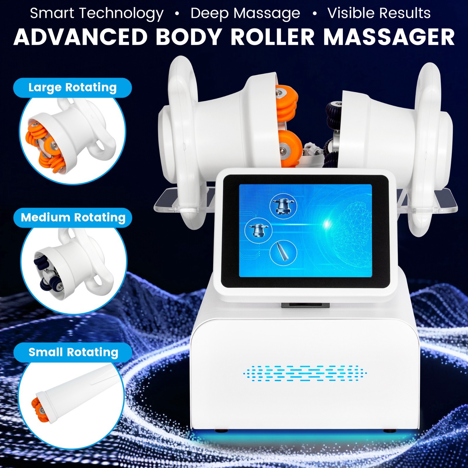MYOSLIM 3-Head Body 360°Roller Massager Machine Muscle Gainer Slimming Fitness