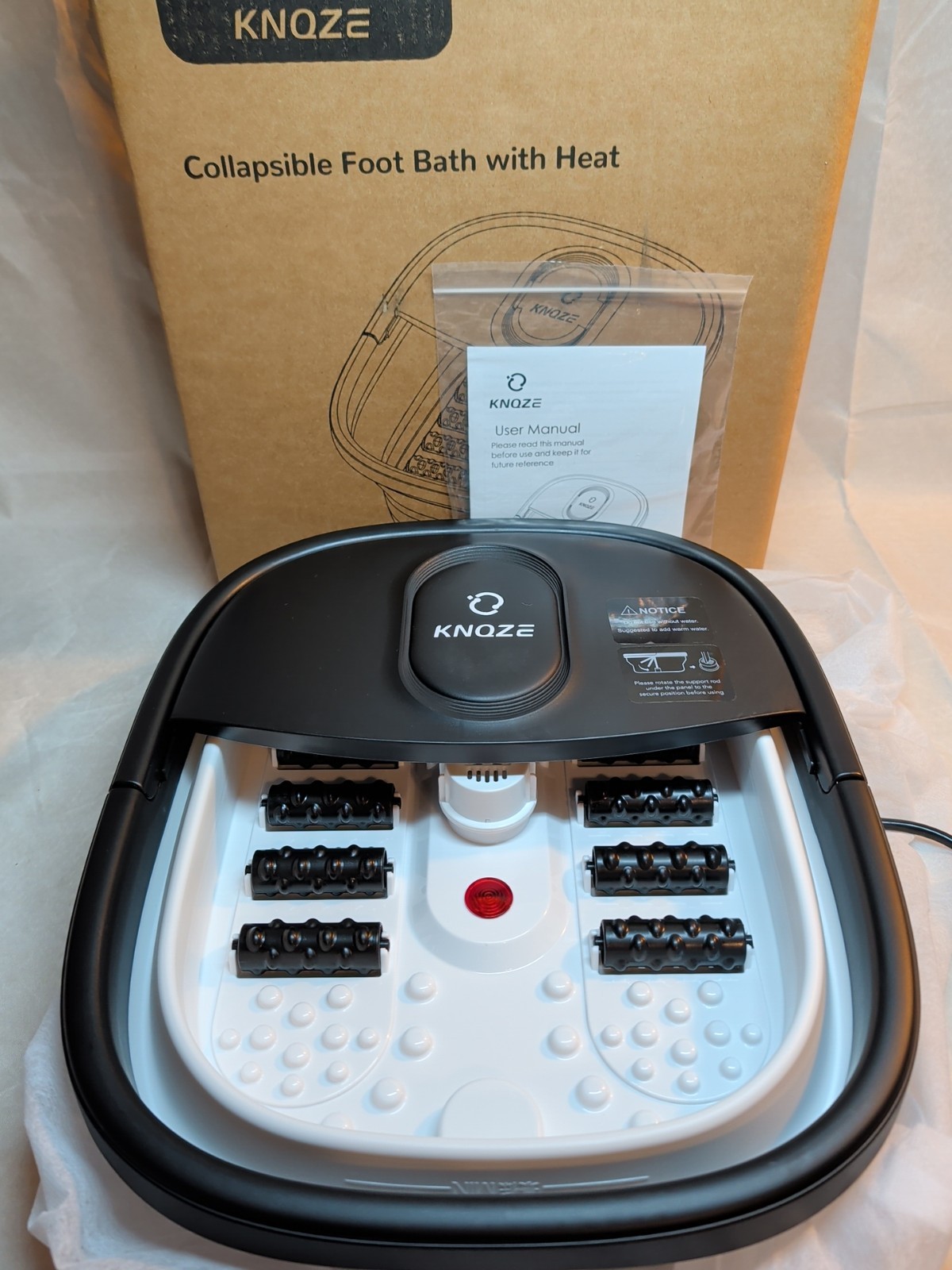 KNQZE SPA10 Foot Spa Bath Massager Heat Bubbles Full Rollers – New