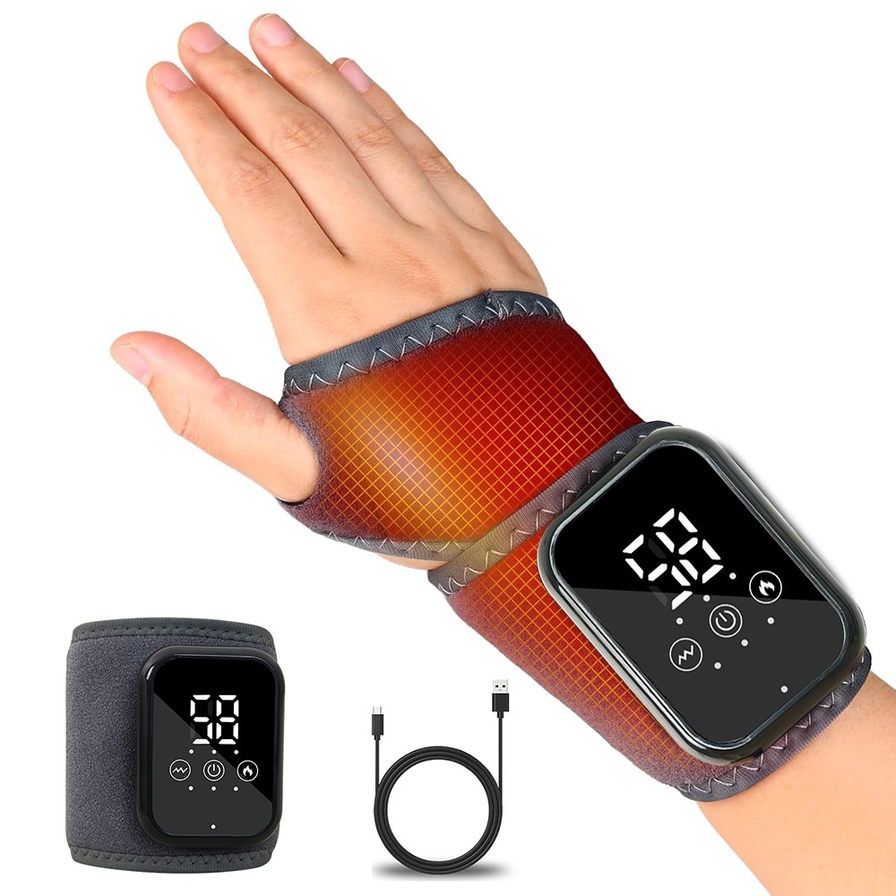 1/2PCS Hand Wrist Massager for Pain Relief, 3 Heat, 3 Vibration, Auto Shut Off