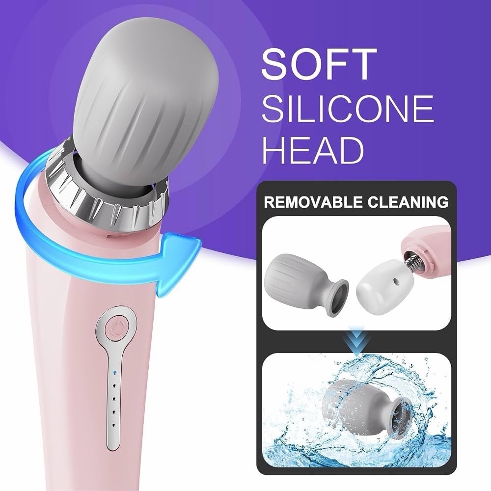 KX-325 Cordless USB Rechargeable Handheld Vibrating Massager Pink Silicone