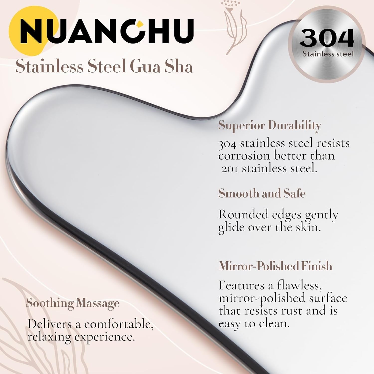 Durable Stainless Steel Gua Sha Tool with Velvet Pouch – Ideal Self-Care Gift