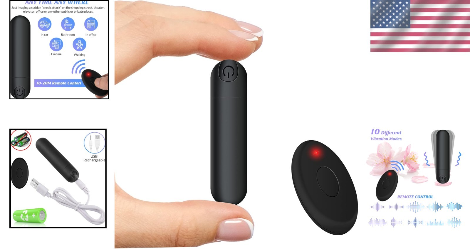 Compact USB Rechargeable Vibrator Wand with 10 Vibration Modes – Waterproof