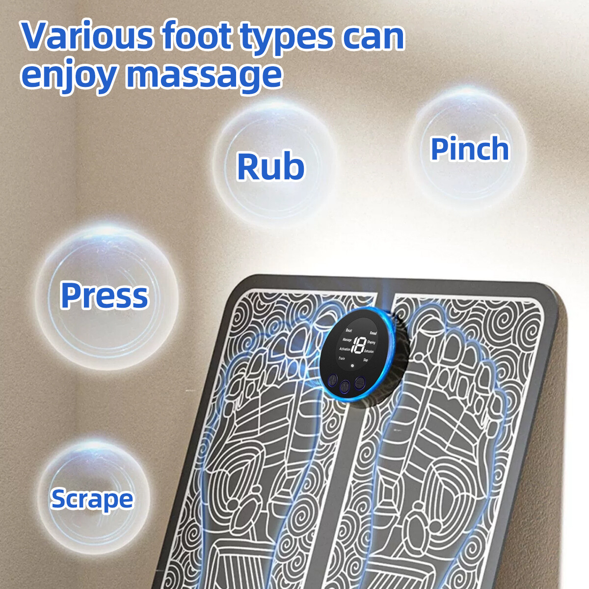 Portable Electric Foot Massager Pad Blood Circulation Muscle Stimulator Mat 2023