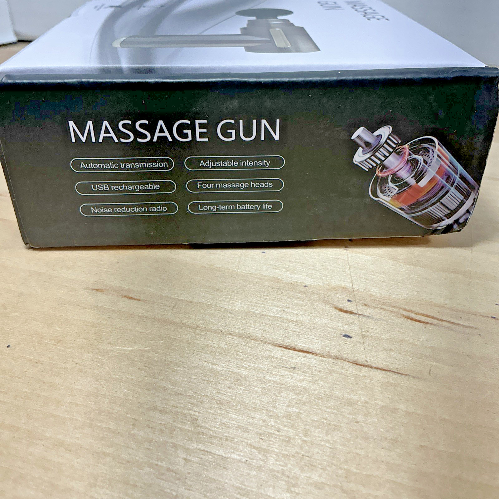 Percussion Massage Gun Cordless Handheld Rechargeable 4 Heads USB-C Black