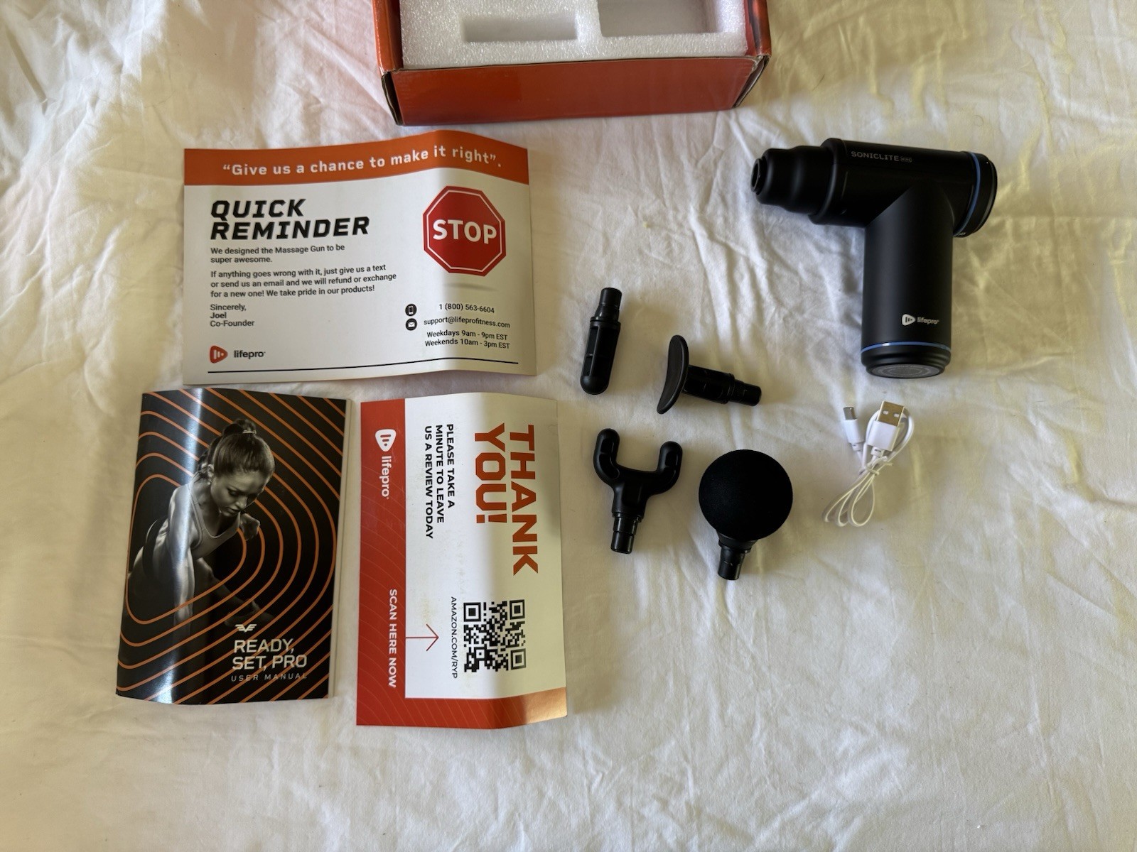 LifePro Sonic lite Mini Percussion Massage Gun W/ 4 Interchangeable Heads