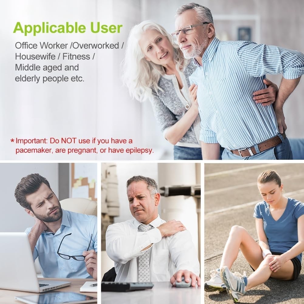 Rechargeable TENS Muscle Stimulator with 10-Hour Runtime & 8 Electrodes