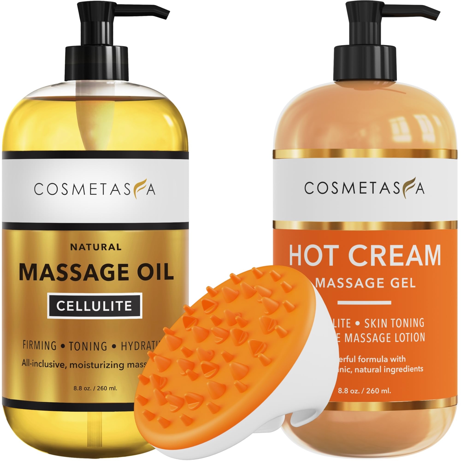 Cellulite Massage Oil Gel & Mitt – Natural Hot Cream Massage Gel Oil & Massag…