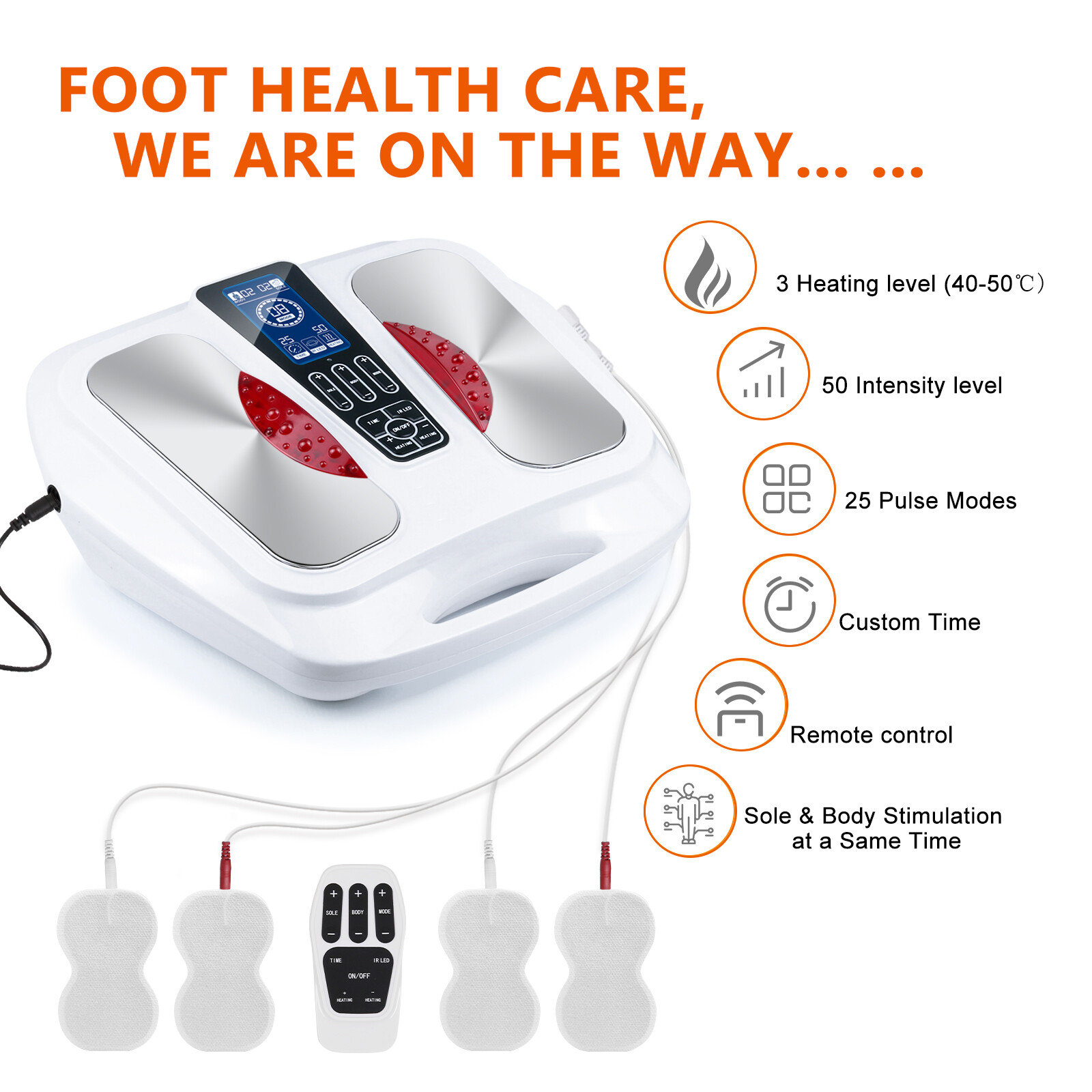 EMS Foot Circulation Stimulator Massager Heated Machine Reduce Feet Swelling