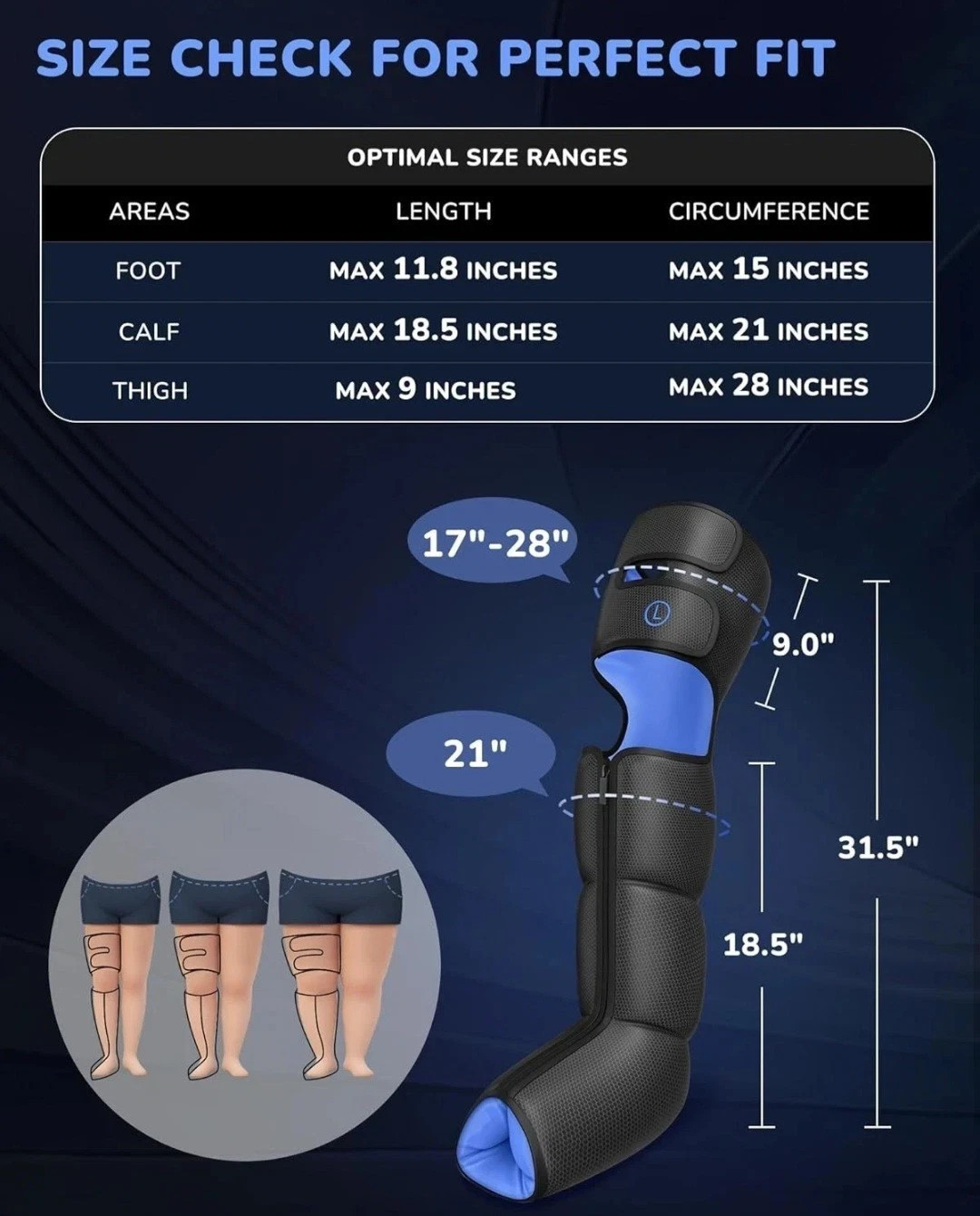 Full Leg and Foot Massager with Heat & Compression Sequential Compression Boots