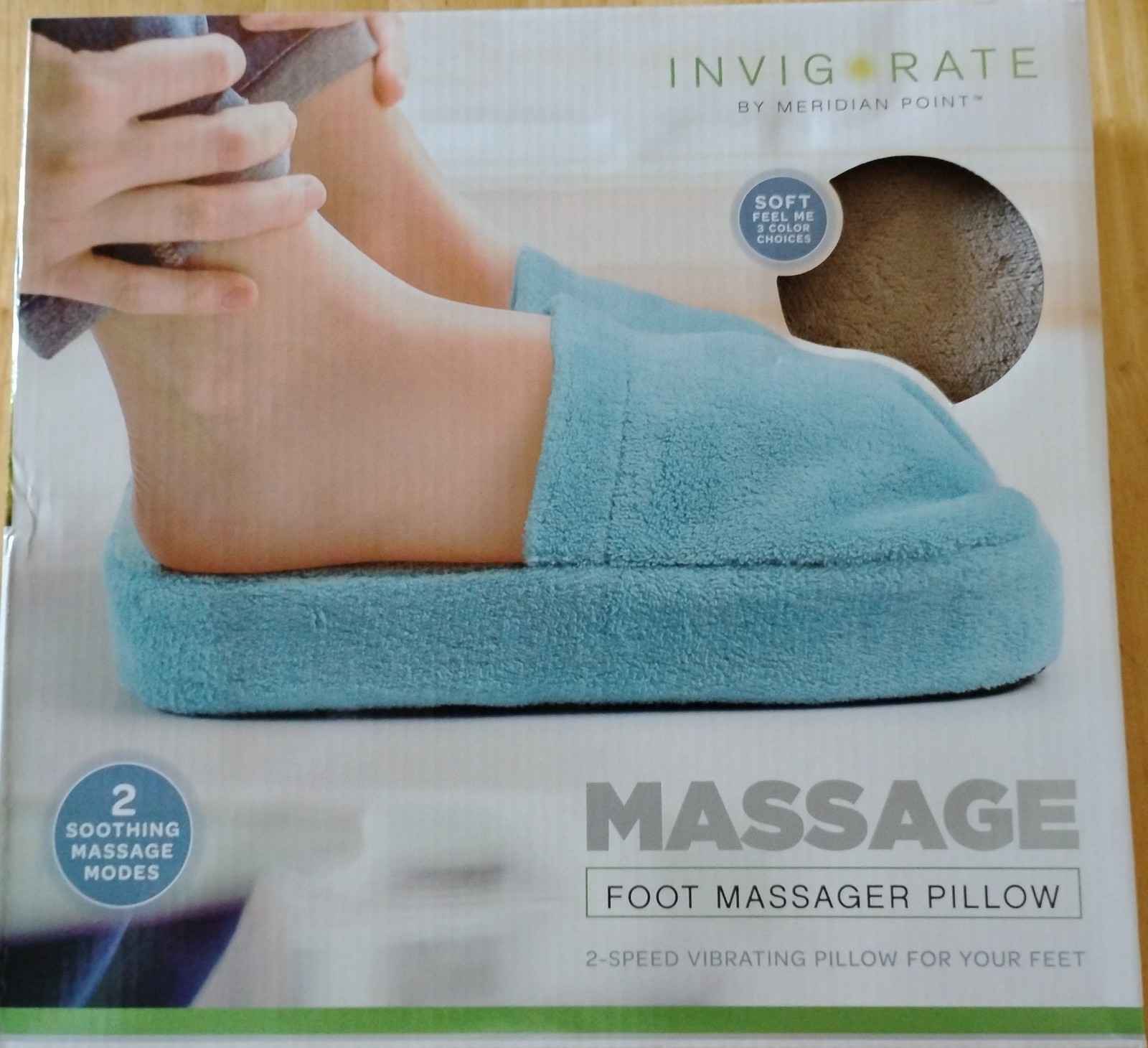 Meridian Point INVIGORATE Beige Foot Massager Pillow New in Sealed Box 12” X 12”